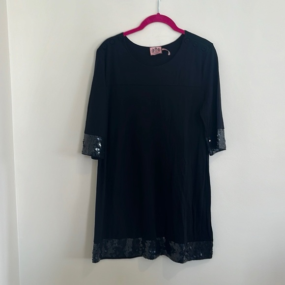 Juicy Couture black sequin trim dress L - Picture 1 of 3